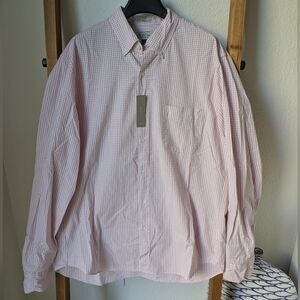 NWT J.Crew Men's Pink & White Checkered Classic Stretch Button Down Shirt-Size L